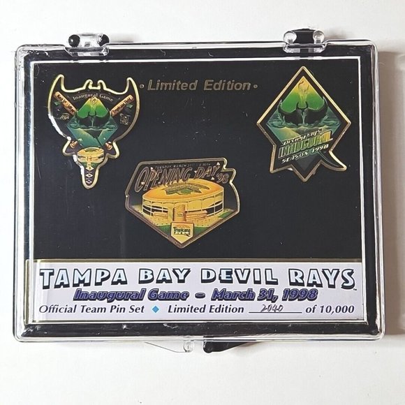 Games 98 Tampa Bay Devil Rays Inaugural Game Souviner Pin Set Gold Tone Trim 24010k Poshmark